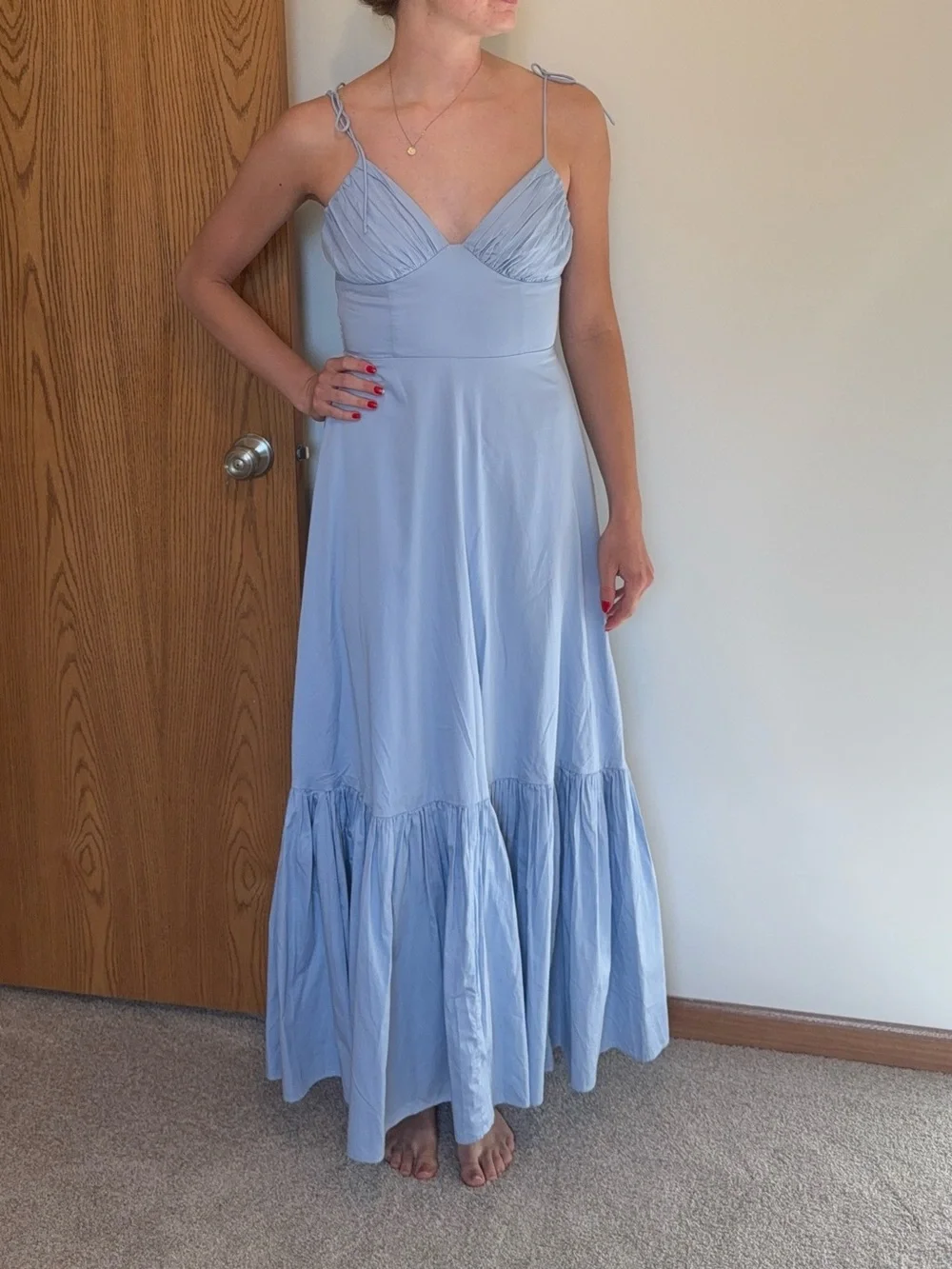 Abercrombie & Fitch Light Blue Tie-Strap Maxi Dress